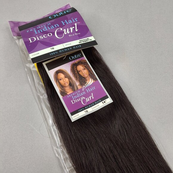 14" Indian Disco Curl #1B Off Black 100% Real Human Hair Extensions Outre - Picture 1 of 8